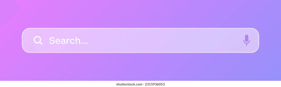 Transparent search bar. Internet browser engine with search box, address bar and text field. UI design, website interface element with web icons and push button. Vector illustration