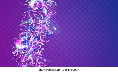 Transparent Serpentine. 3d Pattern. Blue Light Effect. Modern Banner. Falling Design. Hologram Confetti. Glare Isolated Explosion. Carnaval Background. Pink Transparent Serpentine