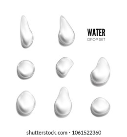 Transparent set of drops. Vector illustration isolated on white background