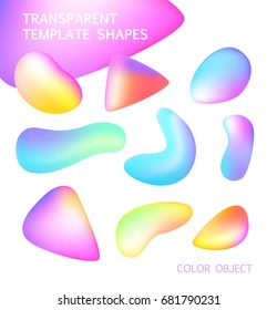 Transparent Set Template Shapes. Trendy color object for your design style. Vector illustration.