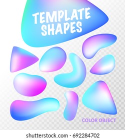 Transparent Set Template Shapes. Trendy color object for your design style. Vector illustration.