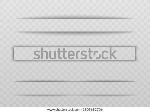 Transparent shadow and blank empty divider
or border. Frame with shadow effect on a transparent background,
set of realistic border, vector
illustration.
