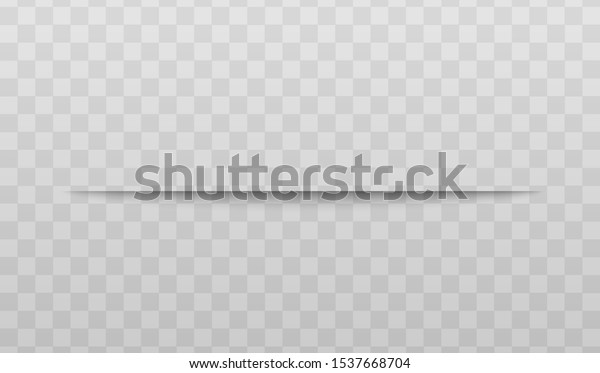Transparent\
shadow and panel effect for web site, decorative template. Shadow\
and divider on a transparent background. Realistic vector\
illustration of a shadow with a\
border.