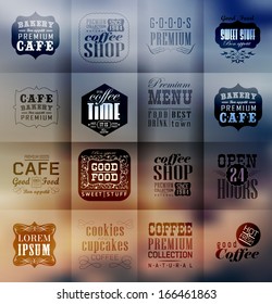 transparent and shadow Retro bakery labels and typography. Blur, shadows background. Coffee shop, cafe, menu design elements, calligraphic