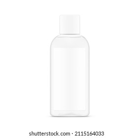Transparent shampoo bottle mockup. Realistic vector illustration isolated on white background. Ready for use in your design. EPS10.	