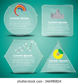 Transparent shape box Vector Banner with icon on green background, for presentation.