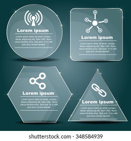 Transparent shape box Vector Banner with icon on green background, for presentation.