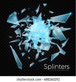 Transparent Shards of Broken Glass. Vector illustration