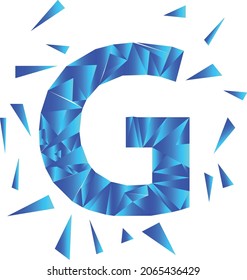 Transparente destrozó el logo de G. Arte vectorial de baja densidad.