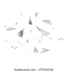 Transparent shattered glass on a white background. Broken glass. Vector illustration, eps 10.