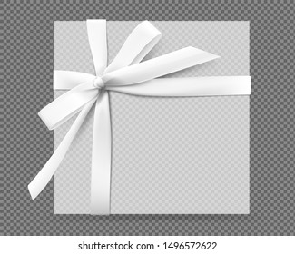 Transparent sheet with bow and ribbon. Vector illustration. Can be use for decoration greetings, card, coupon, voucher, etc.	EPS10.