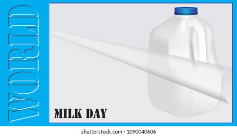Transparent sheet of paper with a plastic milk jug for World Milk Day