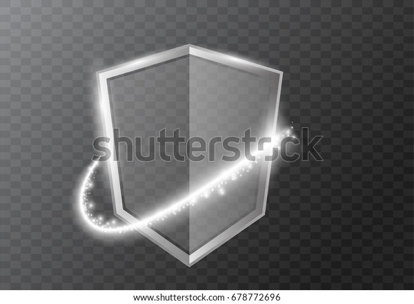 明るい照明効果カーブの軌跡を持つ透明なシールド ベクターイラスト ベクターイラスト のベクター画像素材 ロイヤリティフリー