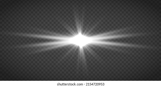 Transparenter glänzender Farbverlauf-Glitter, heller Fackel. Glatte Textur. Eine Reihe hellblühender Sterne platzt mit Funken. Glitzer magischer weißer Stern funkelt auf transparentem Hintergrund. Weihnachtslicht. Vektorgrafik