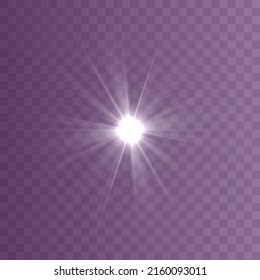 Transparent shine gradient glitter, bright flare. Glare texture. Set of  glowing light effect stars bursts with sparkles. Glitter magic white star sparks on transparent background. Xmas lights. Vector
