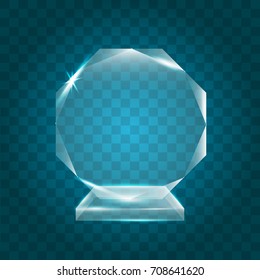 Transparent Shining Blank Vector Acrylic Crystal Glass Trophy Award template