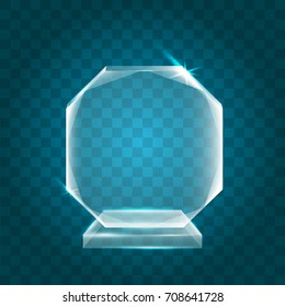 Transparent Shining Blank Vector Acrylic Crystal Glass Trophy Award template