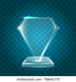 Transparent Shining Blank Vector Acrylic Crystal Glass Trophy Award template