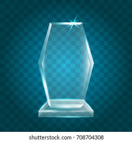 Transparent Shining Blank Vector Acrylic Crystal Glass Trophy Award template