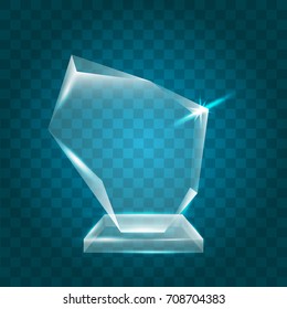 Transparent Shining Blank Vector Acrylic Crystal Glass Trophy Award template