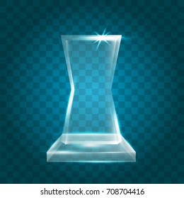 Transparent Shining Blank Vector Acrylic Crystal Glass Trophy Award template
