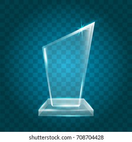 Transparent Shining Blank Vector Acrylic Crystal Glass Trophy Award template