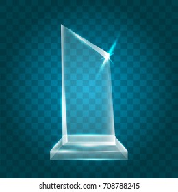 Transparent Shining Blank Vector Acrylic Crystal Glass Trophy Award template