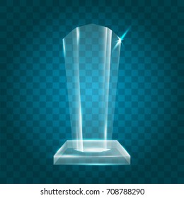 Transparent Shining Blank Vector Acrylic Crystal Glass Trophy Award template