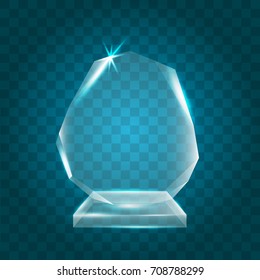 Transparent Shining Blank Vector Acrylic Crystal Glass Trophy Award template