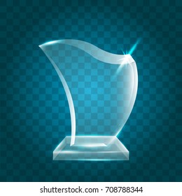 Transparent Shining Blank Vector Acrylic Crystal Glass Trophy Award template