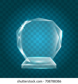 Transparent Shining Blank Vector Acrylic Crystal Glass Trophy Award template