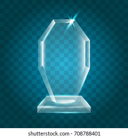 Transparent Shining Blank Vector Acrylic Crystal Glass Trophy Award template