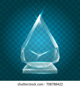 Transparent Shining Blank Vector Acrylic Crystal Glass Trophy Award template