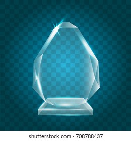 Transparent Shining Blank Vector Acrylic Crystal Glass Trophy Award template