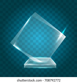 Transparent Shining Blank Vector Acrylic Crystal Glass Trophy Award template