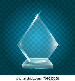 Transparent Shining Blank Vector Acrylic Crystal Glass Trophy Award template