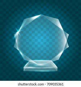 Transparent Shining Blank Vector Acrylic Crystal Glass Trophy Award template