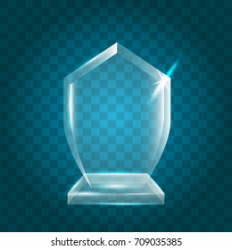 Transparent Shining Blank Vector Acrylic Crystal Glass Trophy Award template