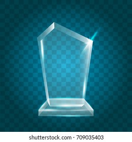 Transparent Shining Blank Vector Acrylic Crystal Glass Trophy Award template