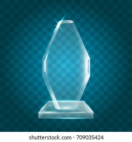 Transparent Shining Blank Vector Acrylic Crystal Glass Trophy Award template