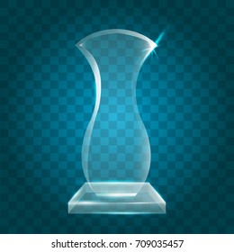 Transparent Shining Blank Vector Acrylic Crystal Glass Trophy Award template