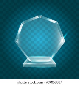 Transparent Shining Blank Vector Acrylic Crystal Glass Trophy Award template