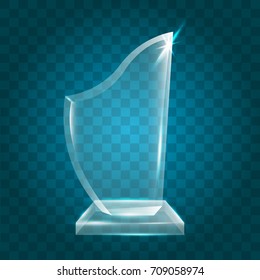 Transparent Shining Blank Vector Acrylic Crystal Glass Trophy Award template