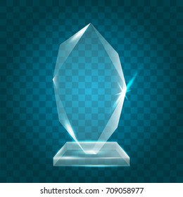 Transparent Shining Blank Vector Acrylic Crystal Glass Trophy Award template