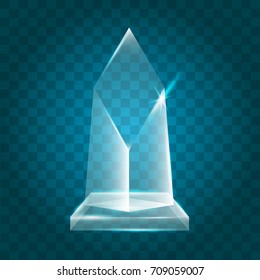 Transparent Shining Blank Vector Acrylic Crystal Glass Trophy Award template