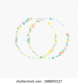 Transparent Shining Rainbow Circle Pattern on Transparent Background. Carnaval Splash Design. Orange Polka Vector Backdrop.