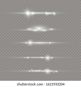 Transparent shining sun, bright flash. Bright Star. White glowing light explodes on a transparent background. Sparkling magical dust particles. Vector sparkles. To center a bright flash.