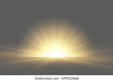 The transparent shining sun, bright flash. Star on transparent background. Sparkling magic dust particles. Bright Star.