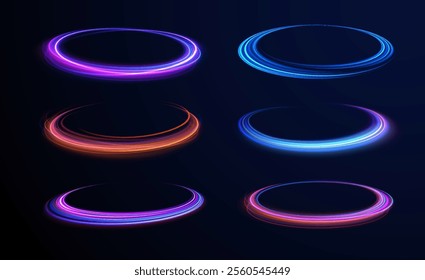 Transparent shining sun, bright flash, png, effect, wave,neon,line. Circle glowing light explodes on a transparent background. Png sparkling magical dust particles, bright Star. 