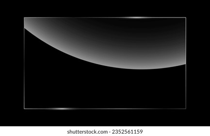 Transparent shiny glass plate 16:9. Screen reflection vector illustration on a transparent background